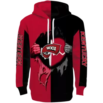 western kentucky hilltoppers heartbeat graphic red hoodie best selling
