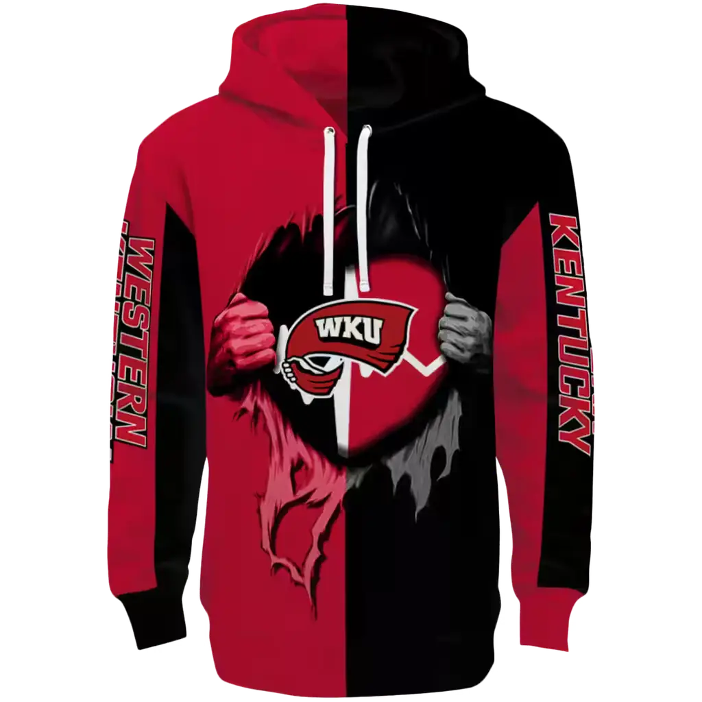western kentucky hilltoppers heartbeat graphic red hoodie best selling western kentucky hilltoppers heartbeat graphic red hoodie best selling