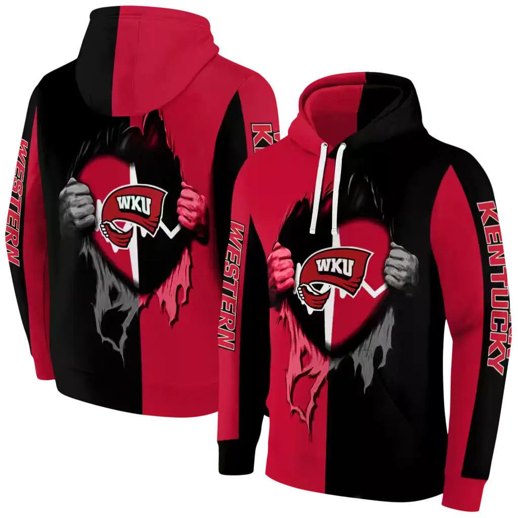 western kentucky hilltoppers heartbeat graphic red hoodie fashion forward western kentucky hilltoppers heartbeat graphic red hoodie fashion forward