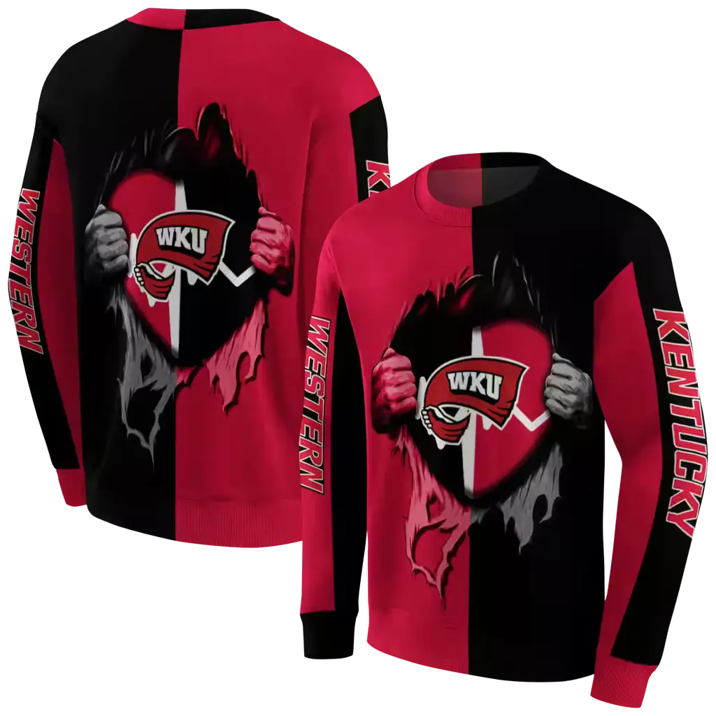 western kentucky hilltoppers heartbeat graphic red hoodie premium grade western kentucky hilltoppers heartbeat graphic red hoodie premium grade
