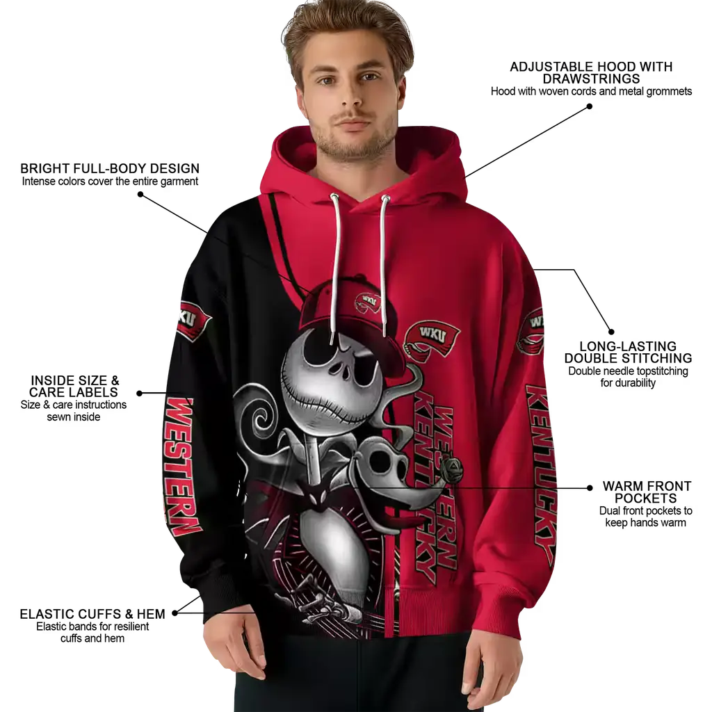 western kentucky hilltoppers jack skellington red hoodie latest model western kentucky hilltoppers jack skellington red hoodie latest model