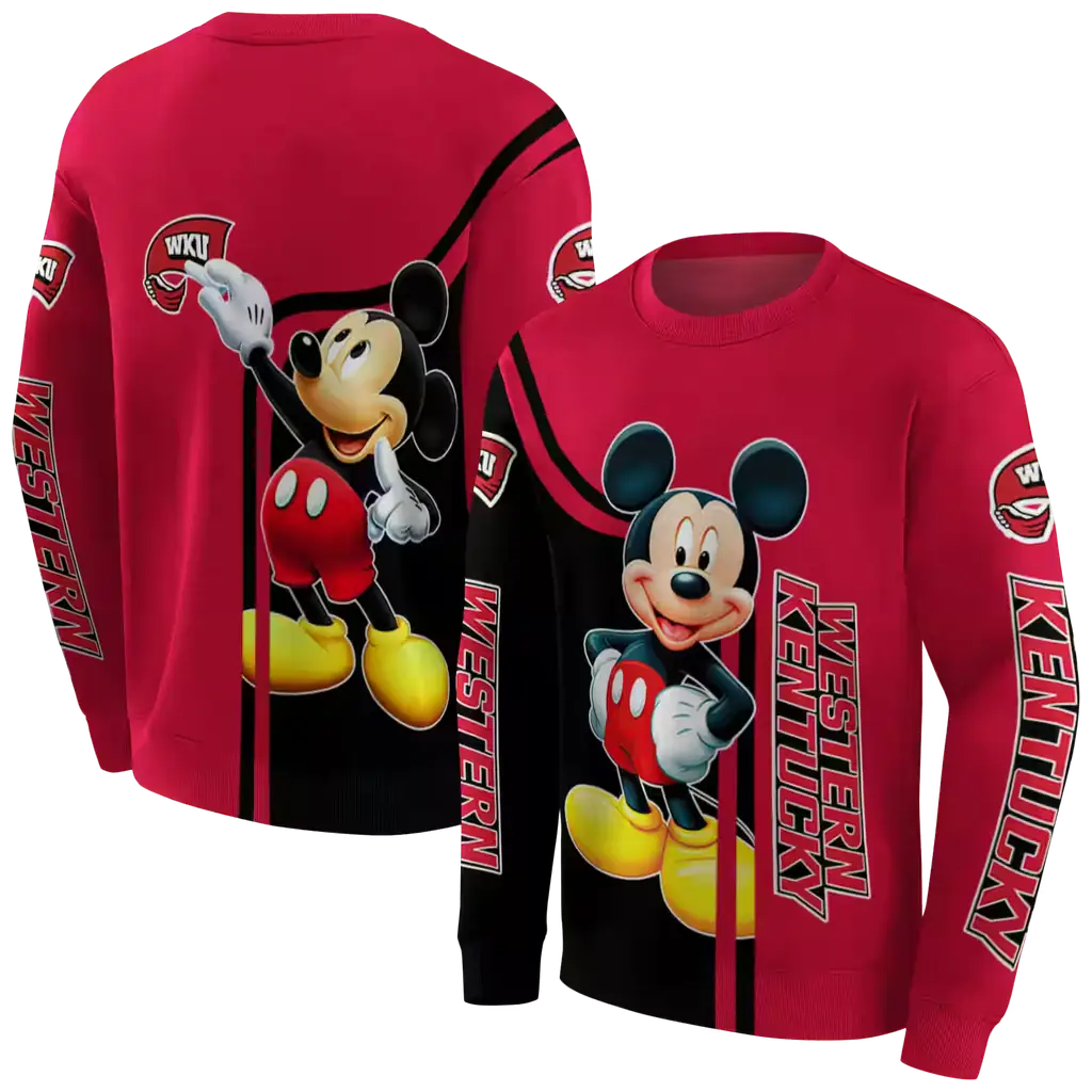 western kentucky hilltoppers mickey mouse red black hoodie premium grade western kentucky hilltoppers mickey mouse red black hoodie premium grade
