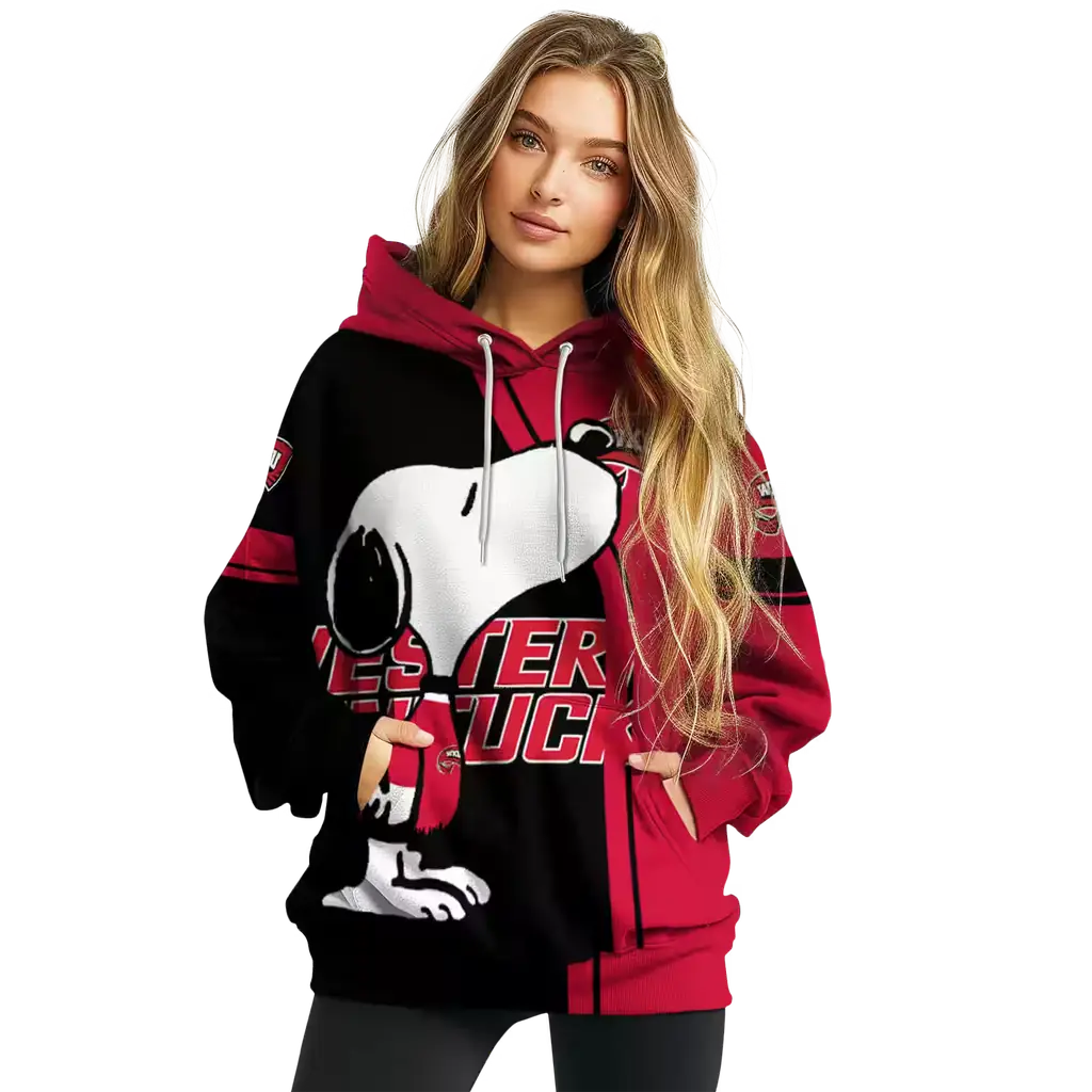 western kentucky hilltoppers playful snoopy red hoodie high quality western kentucky hilltoppers playful snoopy red hoodie high quality