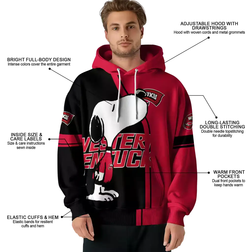 western kentucky hilltoppers playful snoopy red hoodie latest model western kentucky hilltoppers playful snoopy red hoodie latest model