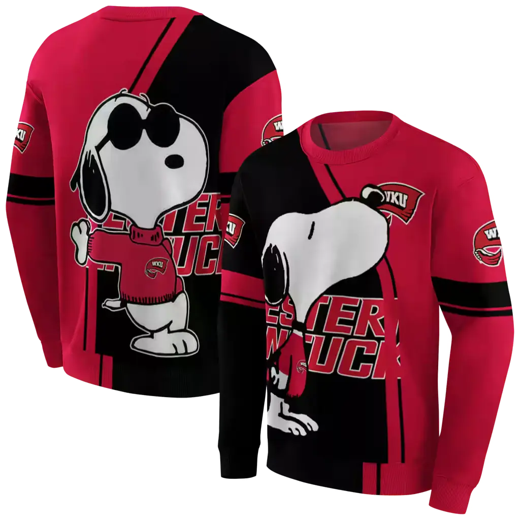 western kentucky hilltoppers playful snoopy red hoodie premium grade western kentucky hilltoppers playful snoopy red hoodie premium grade