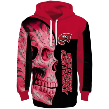 western kentucky hilltoppers skull motif red black hoodie best selling