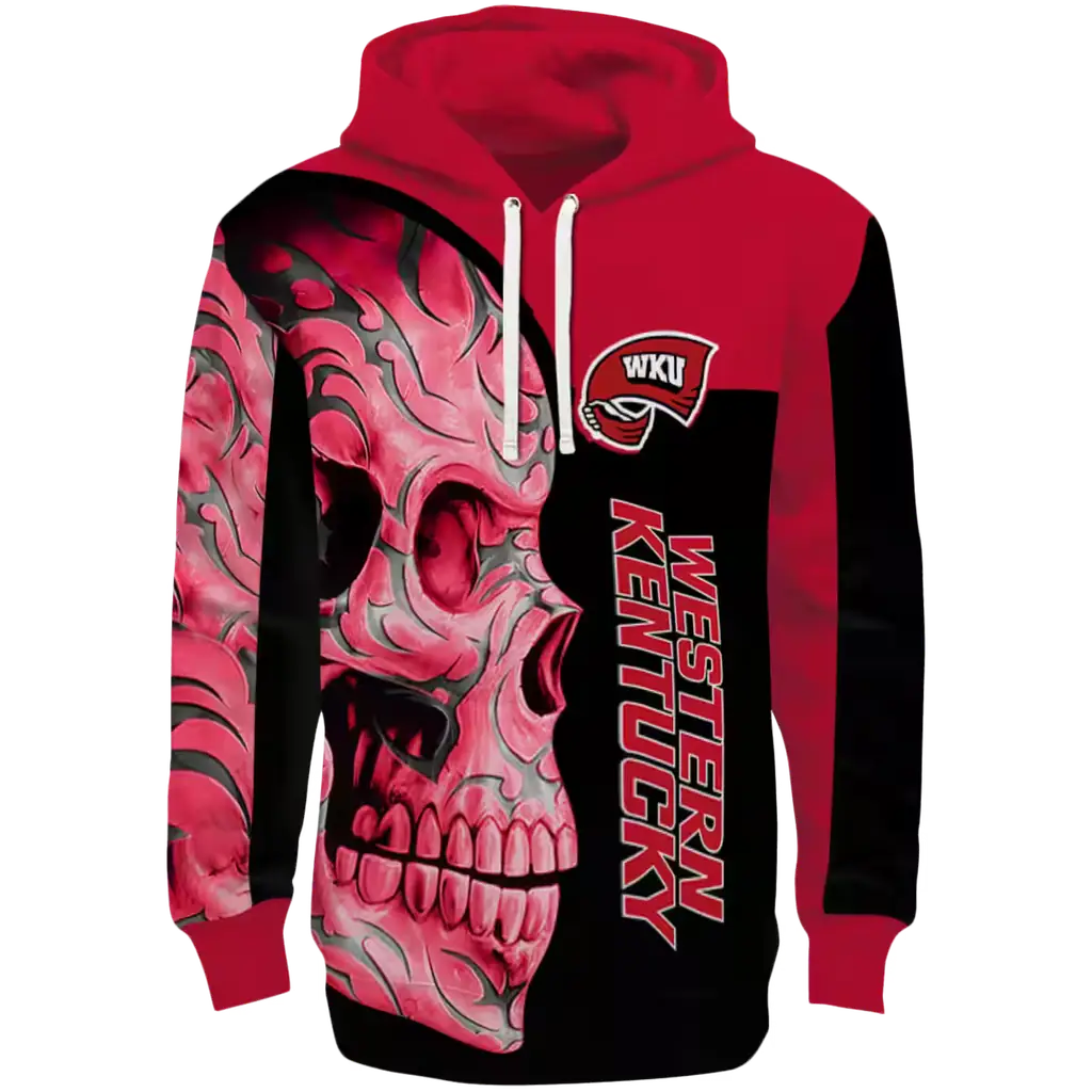 western kentucky hilltoppers skull motif red black hoodie best selling western kentucky hilltoppers skull motif red black hoodie best selling
