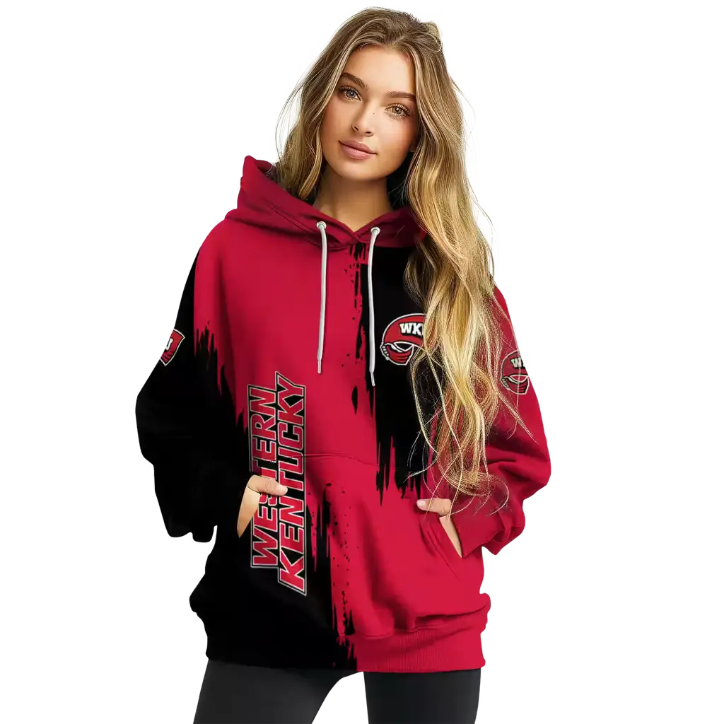 western kentucky hilltoppers splatter effect red hoodie high quality western kentucky hilltoppers splatter effect red hoodie high quality