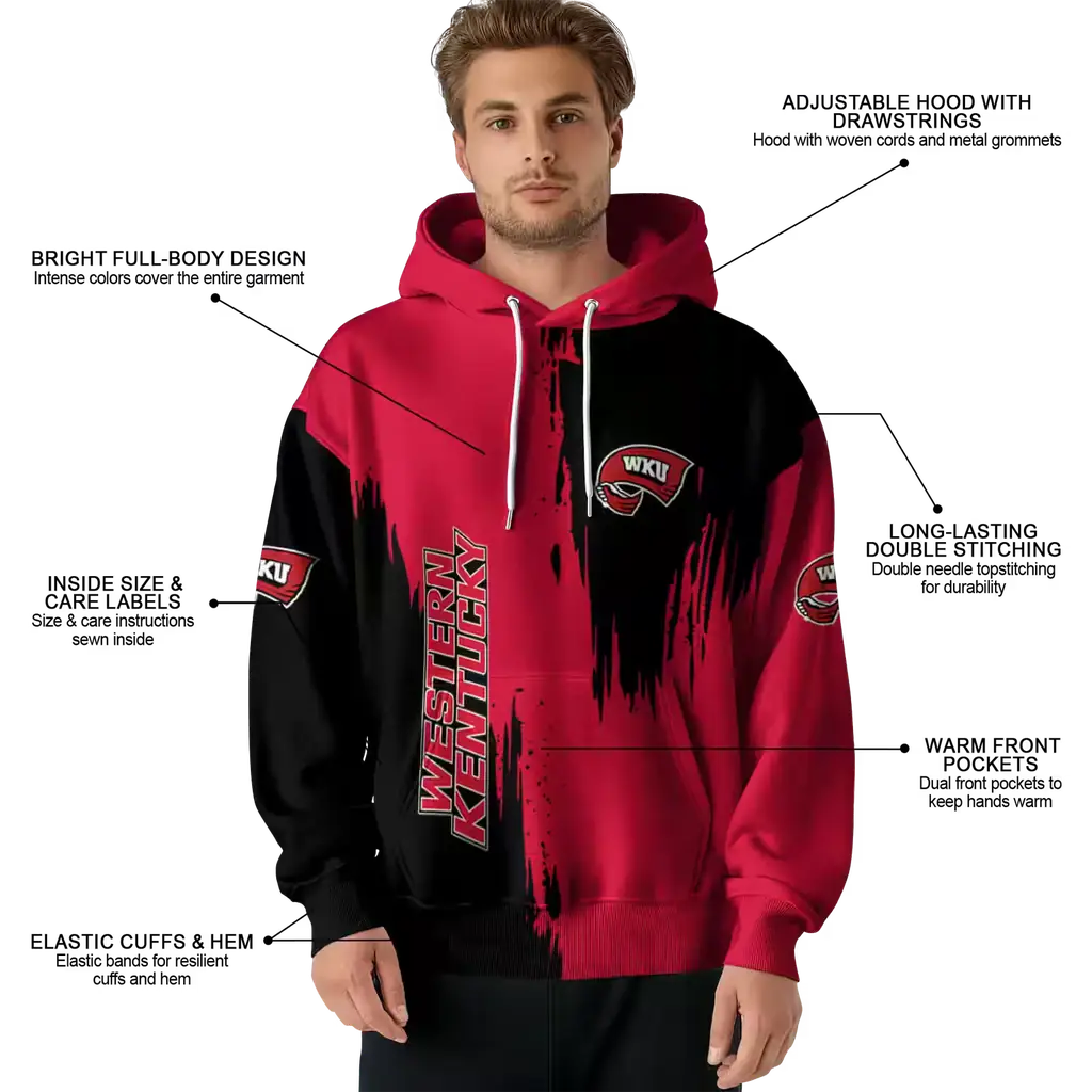 western kentucky hilltoppers splatter effect red hoodie latest model western kentucky hilltoppers splatter effect red hoodie latest model