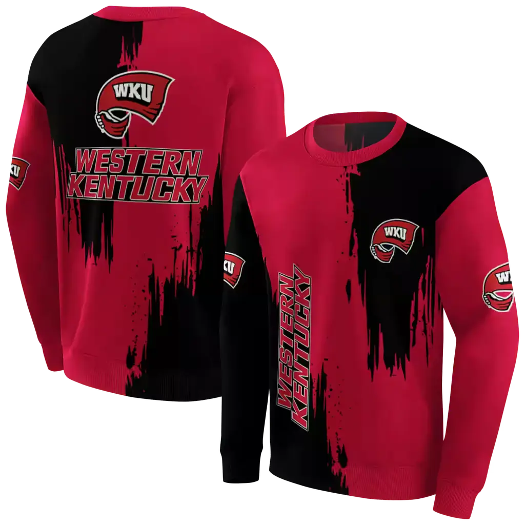 western kentucky hilltoppers splatter effect red hoodie premium grade western kentucky hilltoppers splatter effect red hoodie premium grade
