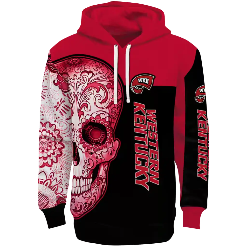 western kentucky hilltoppers sugar skull red black hoodie best selling western kentucky hilltoppers sugar skull red black hoodie best selling