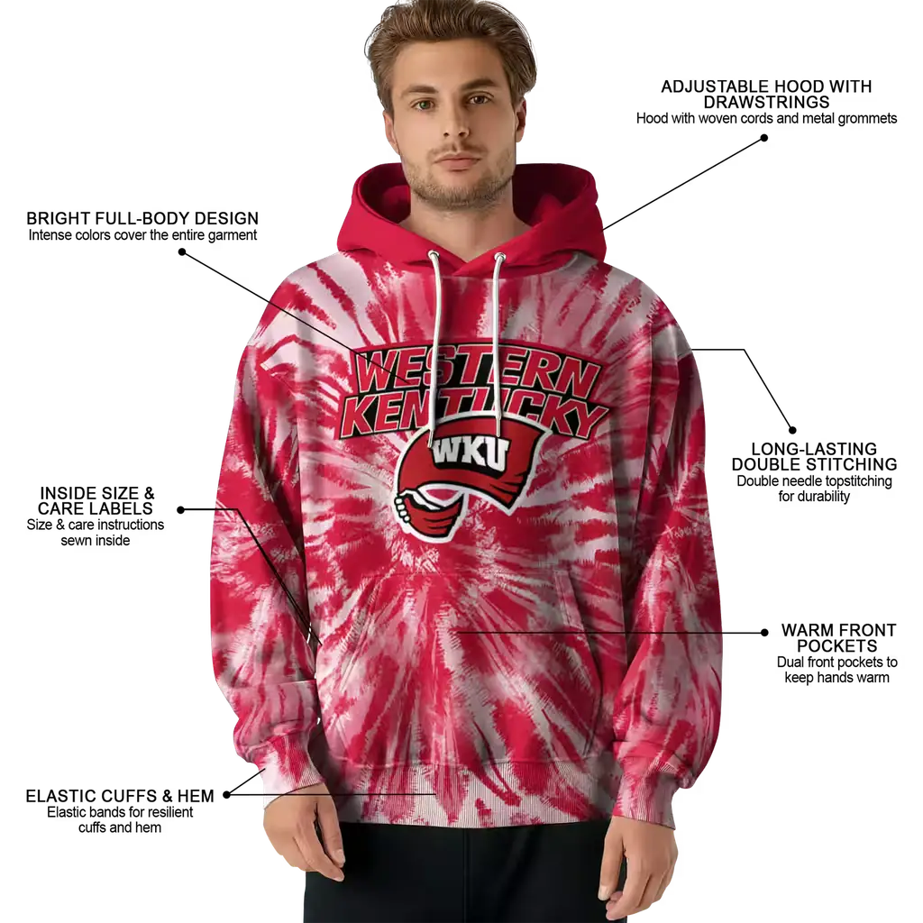 western kentucky hilltoppers tie dye pattern red hoodie latest model western kentucky hilltoppers tie dye pattern red hoodie latest model