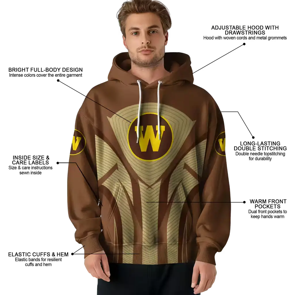 western michigan broncos concentric lines brown black hoodie latest model western michigan broncos concentric lines brown black hoodie latest model