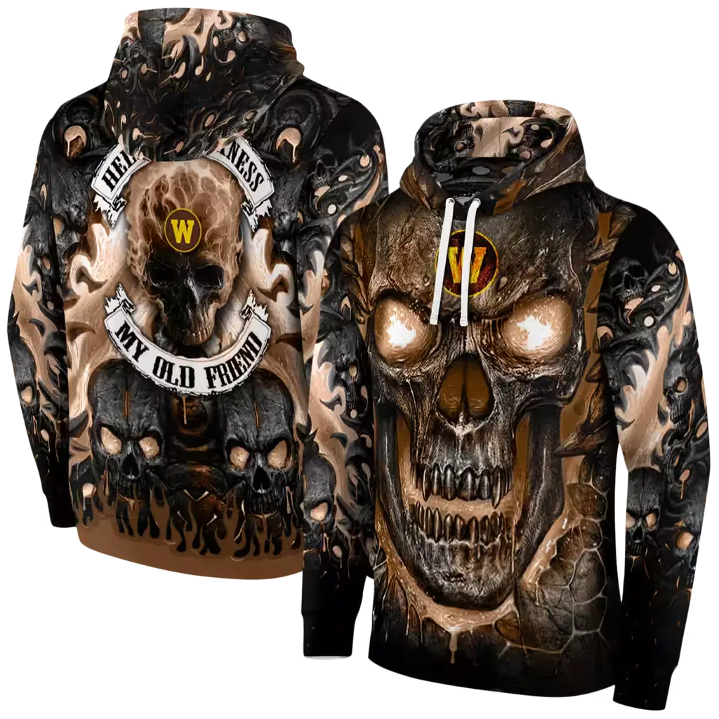 western michigan broncos demonic skull brown black hoodie fashion forward western michigan broncos demonic skull brown black hoodie fashion forward