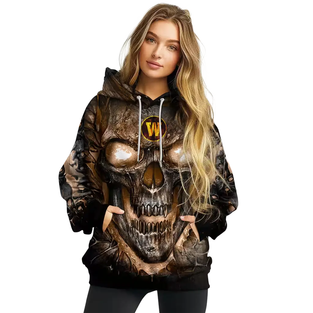 western michigan broncos demonic skull brown black hoodie high quality western michigan broncos demonic skull brown black hoodie high quality