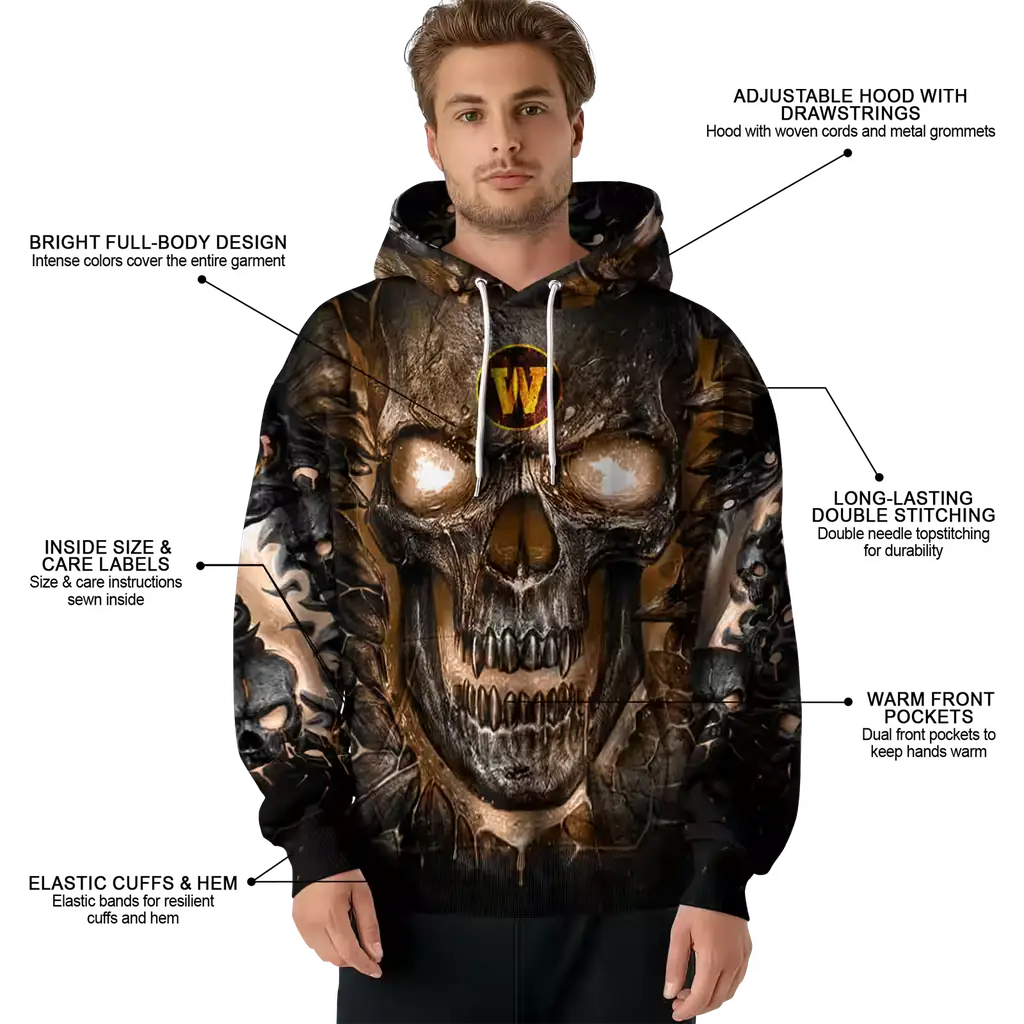 western michigan broncos demonic skull brown black hoodie latest model western michigan broncos demonic skull brown black hoodie latest model