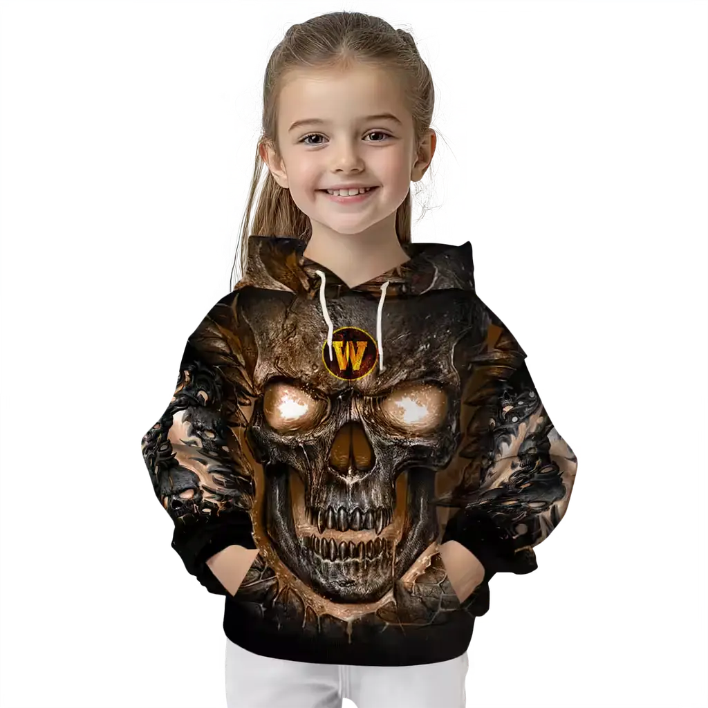 western michigan broncos demonic skull brown black hoodie top rated western michigan broncos demonic skull brown black hoodie top rated