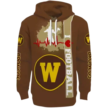 western michigan broncos football heartbeat brown hoodie best selling