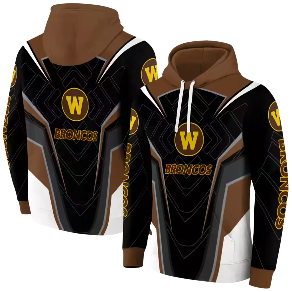 western michigan broncos futuristic pattern brown black hoodie fashion forward western michigan broncos futuristic pattern brown black hoodie fashion forward