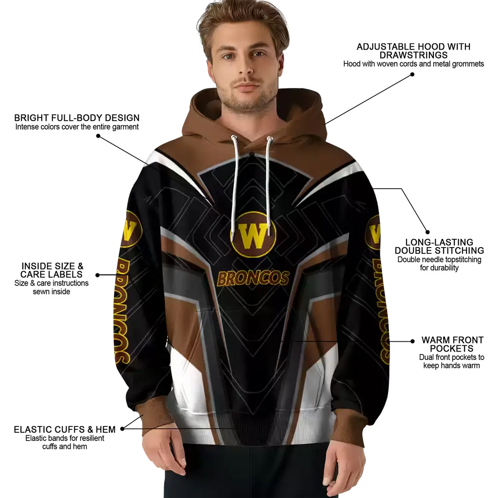 western michigan broncos futuristic pattern brown black hoodie latest model western michigan broncos futuristic pattern brown black hoodie latest model