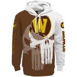 western michigan broncos graphic punisher brown white hoodie best selling