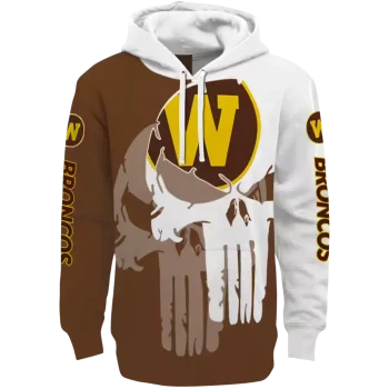 western michigan broncos graphic punisher brown white hoodie best selling