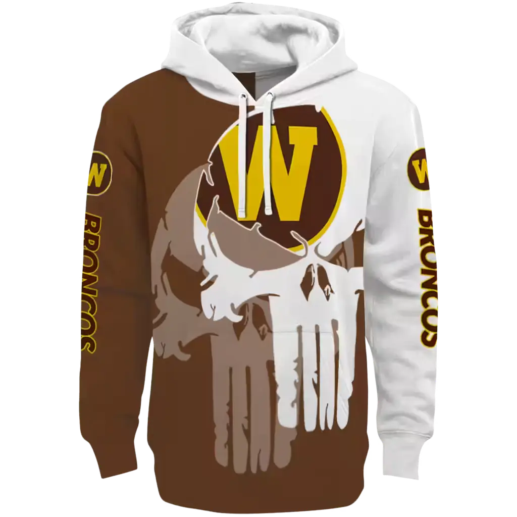 western michigan broncos graphic punisher brown white hoodie best selling western michigan broncos graphic punisher brown white hoodie best selling