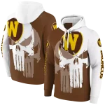 western michigan broncos graphic punisher brown white hoodie best selling