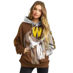western michigan broncos graphic punisher brown white hoodie best selling