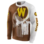 western michigan broncos graphic punisher brown white hoodie best selling