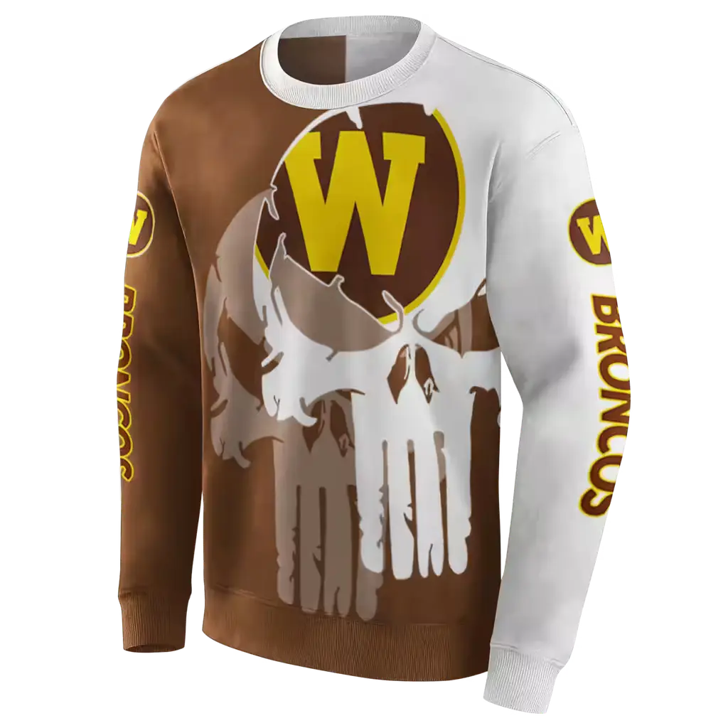 western michigan broncos graphic punisher brown white hoodie new arrival western michigan broncos graphic punisher brown white hoodie new arrival