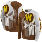 western michigan broncos graphic punisher brown white hoodie best selling