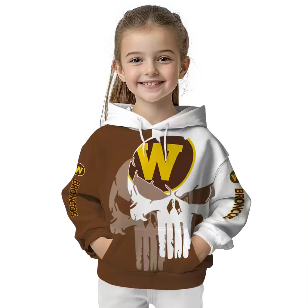 western michigan broncos graphic punisher brown white hoodie top rated western michigan broncos graphic punisher brown white hoodie top rated