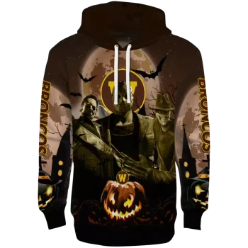 western michigan broncos halloween vibes brown black hoodie best selling