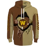 western michigan broncos heartbeat graphic brown hoodie best selling