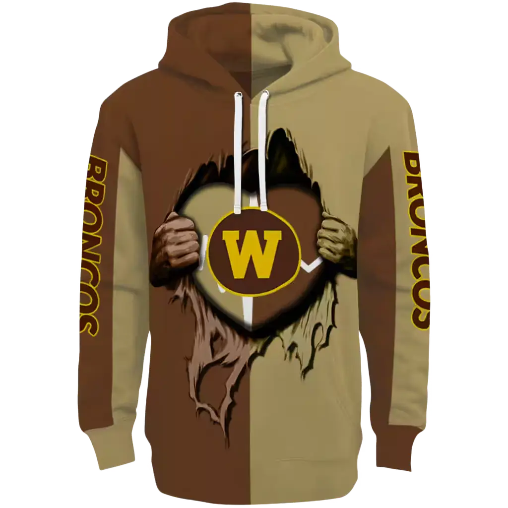western michigan broncos heartbeat graphic brown hoodie best selling western michigan broncos heartbeat graphic brown hoodie best selling