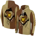 western michigan broncos heartbeat graphic brown hoodie best selling