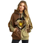 western michigan broncos heartbeat graphic brown hoodie best selling