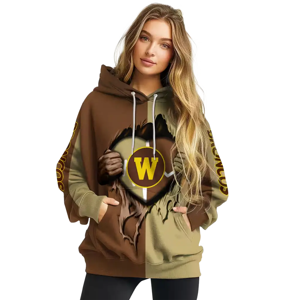 western michigan broncos heartbeat graphic brown hoodie high quality western michigan broncos heartbeat graphic brown hoodie high quality