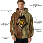 western michigan broncos heartbeat graphic brown hoodie best selling