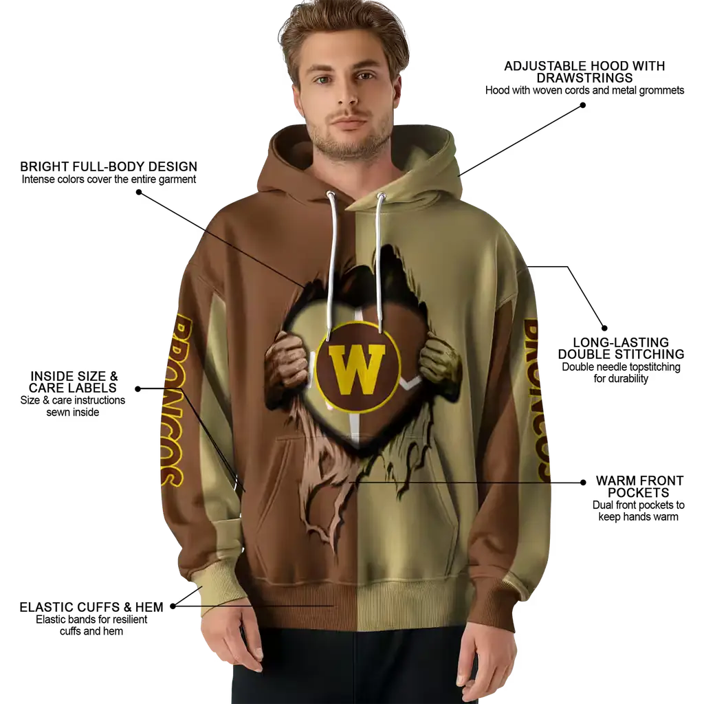 western michigan broncos heartbeat graphic brown hoodie latest model western michigan broncos heartbeat graphic brown hoodie latest model