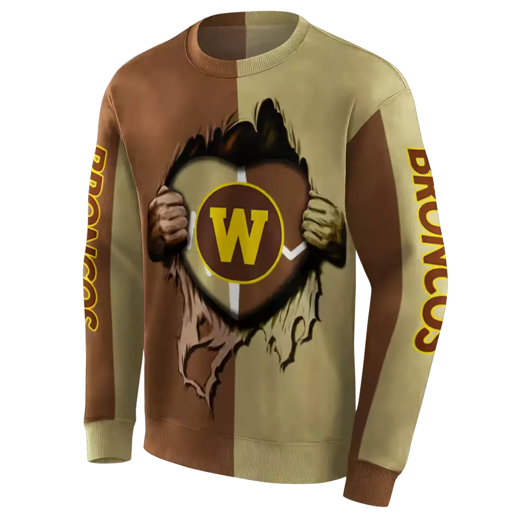 western michigan broncos heartbeat graphic brown hoodie new arrival western michigan broncos heartbeat graphic brown hoodie new arrival