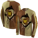 western michigan broncos heartbeat graphic brown hoodie best selling