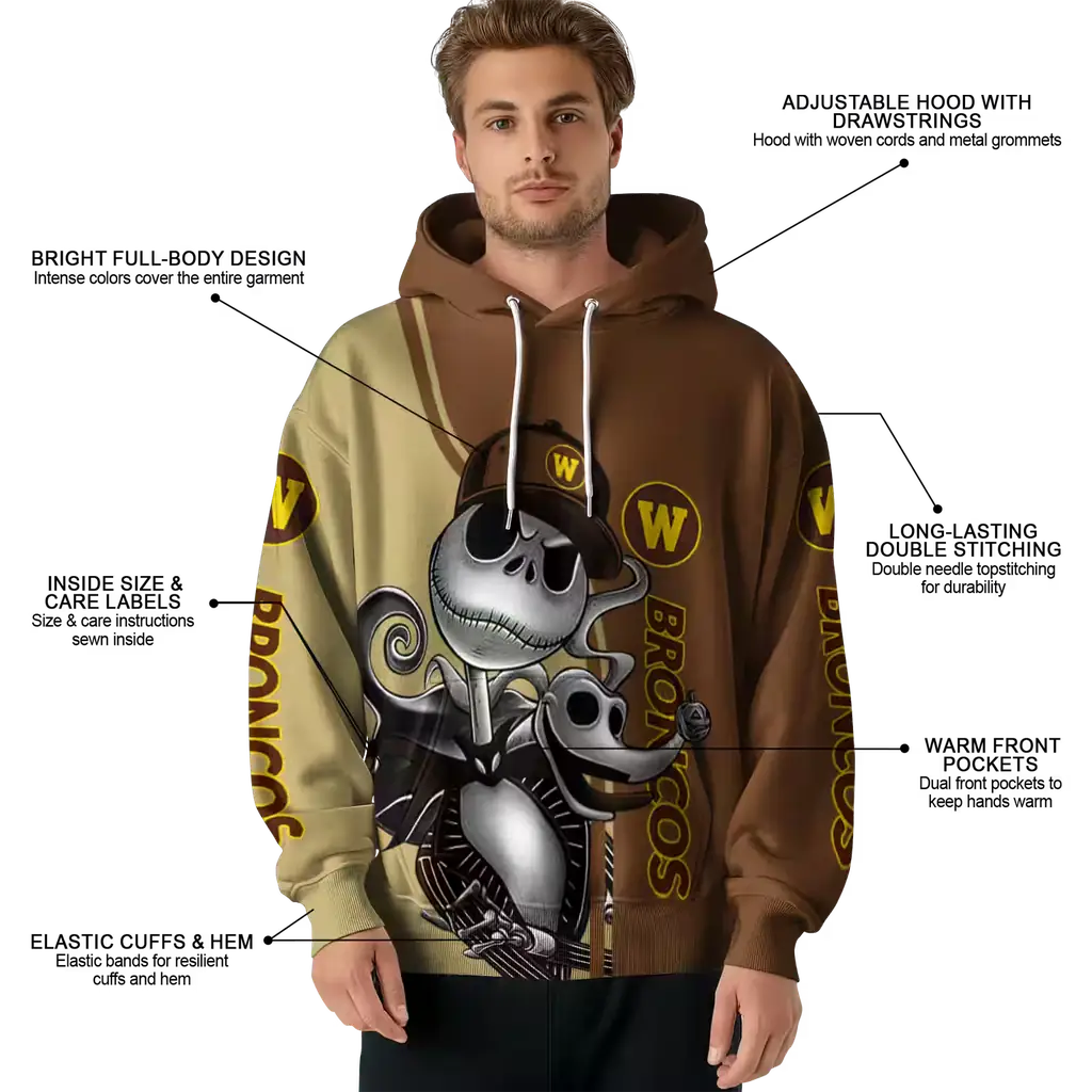 western michigan broncos jack skellington brown hoodie latest model western michigan broncos jack skellington brown hoodie latest model