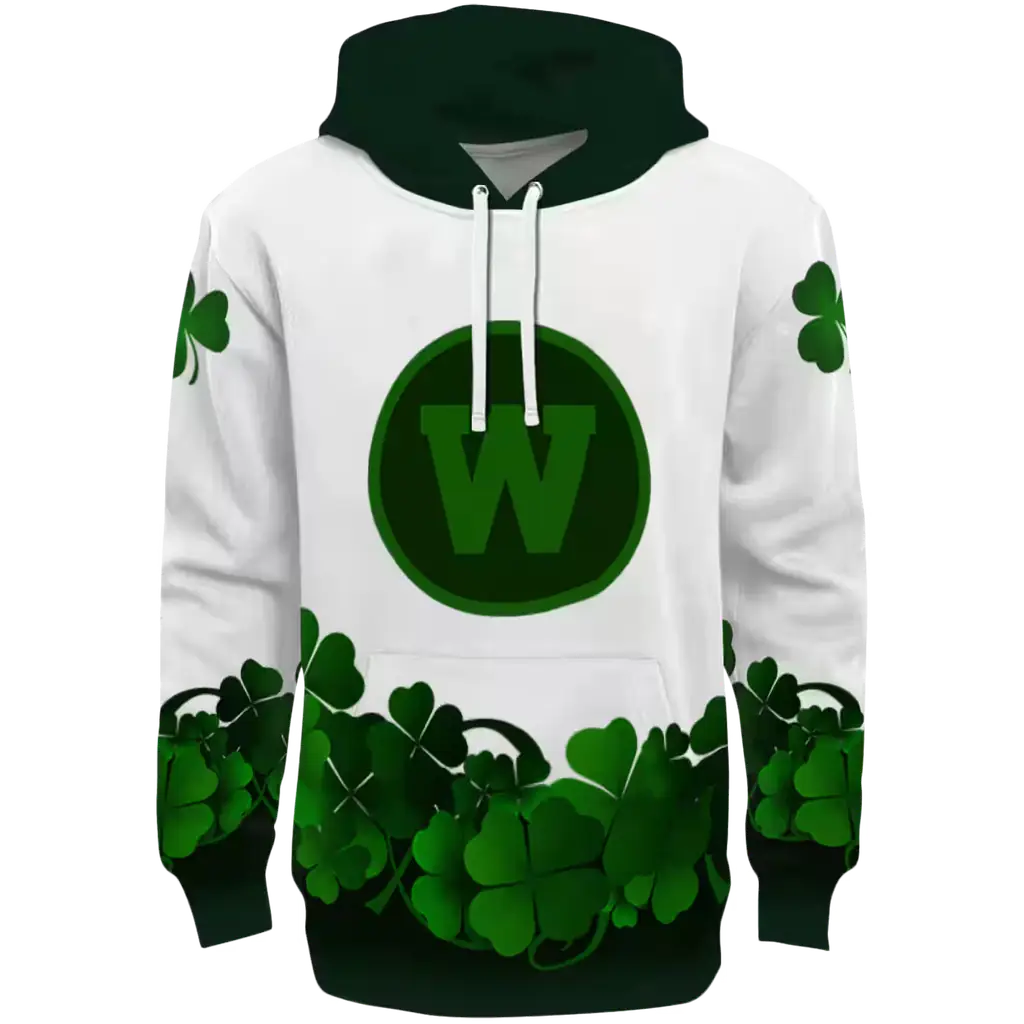 western michigan broncos lucky motif white green hoodie best selling western michigan broncos lucky motif white green hoodie best selling