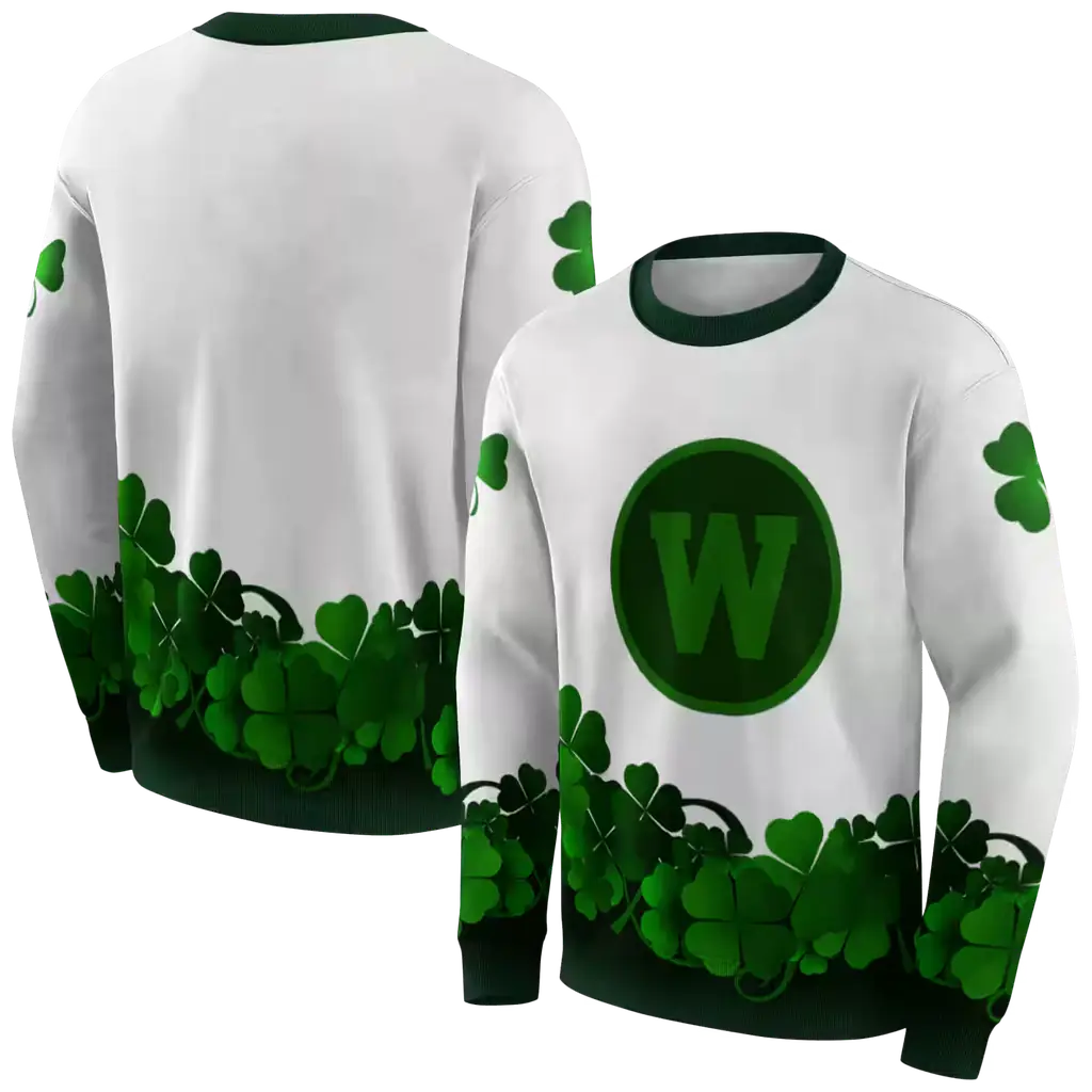 western michigan broncos lucky motif white green hoodie premium grade western michigan broncos lucky motif white green hoodie premium grade