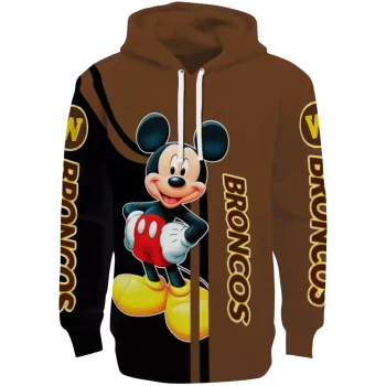 western michigan broncos mickey mouse brown black hoodie best selling