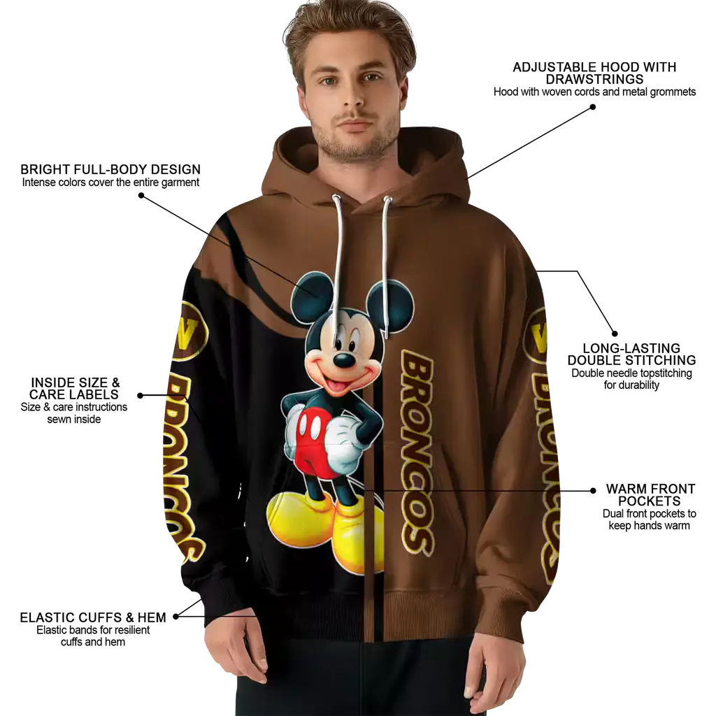 western michigan broncos mickey mouse brown black hoodie latest model western michigan broncos mickey mouse brown black hoodie latest model