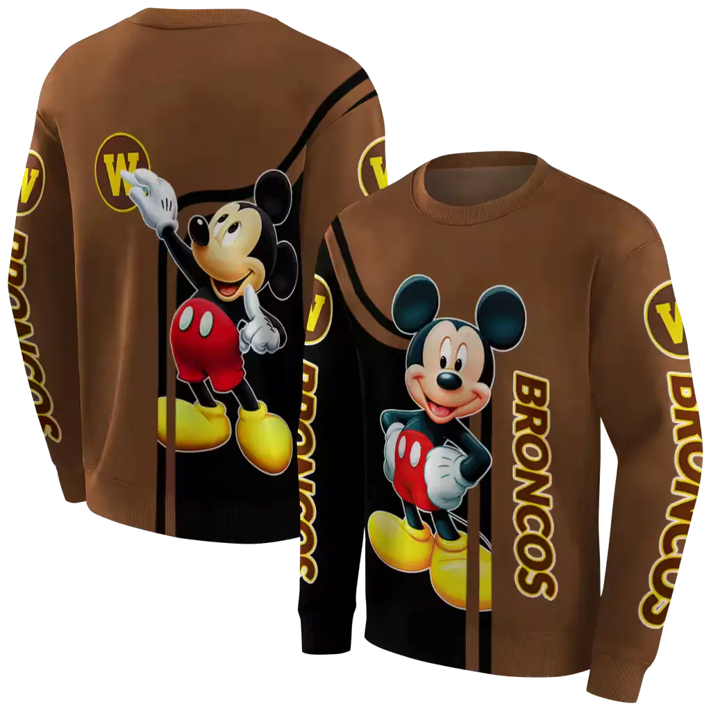 western michigan broncos mickey mouse brown black hoodie premium grade western michigan broncos mickey mouse brown black hoodie premium grade