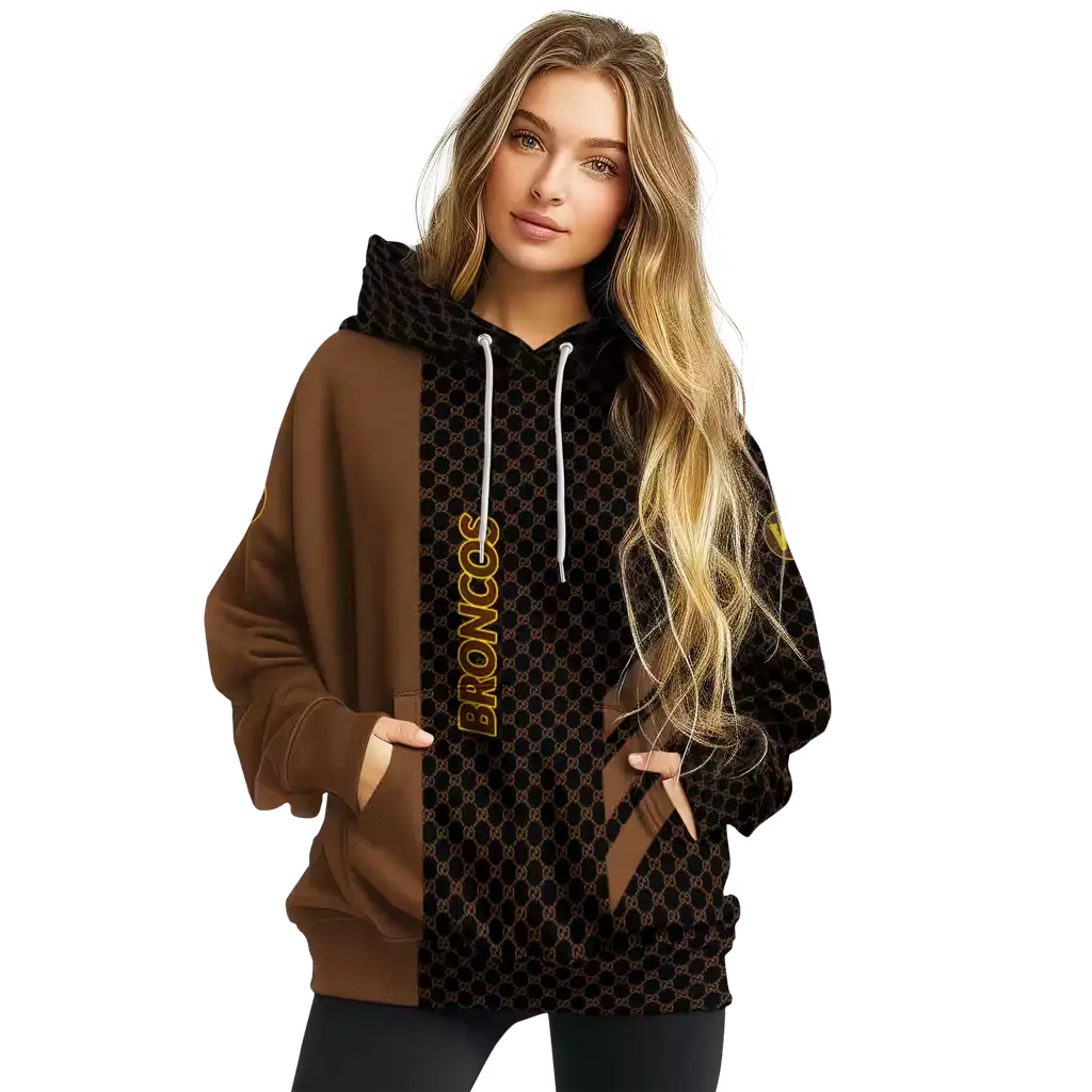 western michigan broncos monogram pattern brown hoodie high quality western michigan broncos monogram pattern brown hoodie high quality